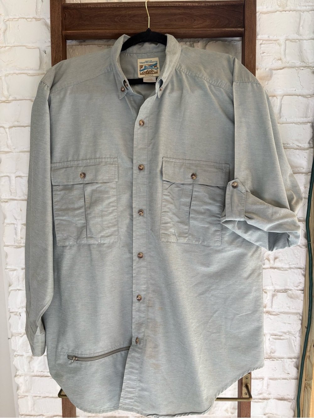 TravelSmith Men’s Light Gray Shirt Jacket Sz L. (0424)